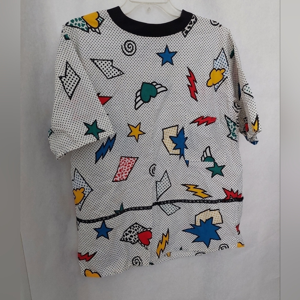 Vintage Lands End Comic Book Style Graphic Print Shirt And Shorts